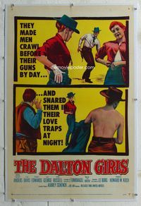 2x091 DALTON GIRLS linen one-sheet '57 sexy bad cowgirl Merry Anders made men crawl before her guns!