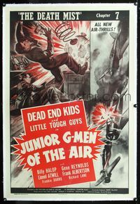 2x173 JUNIOR G-MEN OF THE AIR linen Chap 7 1sh '42 cool art of bomb exploding & airplanes crashing!