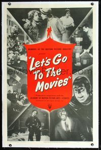 2x189 LET'S GO TO THE MOVIES linen 1sh '49 Oscar promotes filmgoing, includes Jazz Singer & Chaplin!