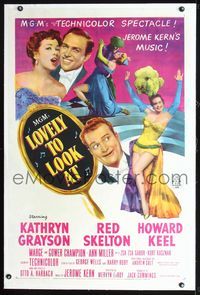 2x198 LOVELY TO LOOK AT linen 1sheet '52 sexy full-length Kathryn Grayson, wacky Red Skelton, Keel