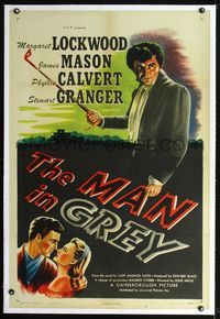 2x203 MAN IN GREY linen 1sheet '45 menacing artwork of James Mason by Margaret Lockwood & Granger!