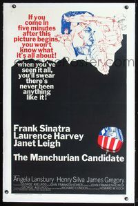 2x207 MANCHURIAN CANDIDATE linen 1sh '62 cool art of Frank Sinatra, directed by John Frankenheimer!