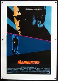 2x208 MANHUNTER linen one-sheet '86 Hannibal Lector, Red Dragon, it's just you and me now sport!
