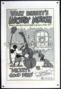 2x218 MICKEY'S GOOD DEED linen 1sh R74 Disney, Mickey Mouse plays carols on cello while Pluto sings!
