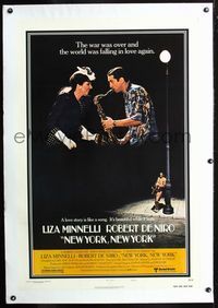2x235 NEW YORK NEW YORK linen style B 1sheet '77 Robert De Niro plays sax while Liza Minnelli sings!