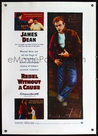 2x270 REBEL WITHOUT A CAUSE linen 1sheet R2005 James Dean, same great image as original one-sheet!