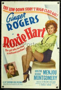 2x284 ROXIE HART linen one-sheet '42 great full-length image of sexy Ginger Rogers from Chicago!