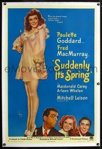2x335 SUDDENLY IT'S SPRING linen style A 1sh '46 classic sexy Alberto Vargas art of Paulette Goddard