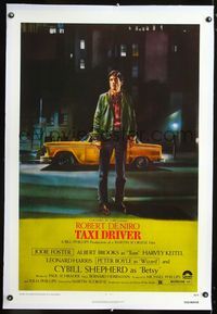 2x345 TAXI DRIVER linen 1sheet '76 classic artwork of Robert De Niro, directed by Martin Scorsese!