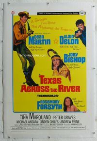 2x350 TEXAS ACROSS THE RIVER linen 1sheet '66 cowboy Dean Martin, Alain Delon & Indian Joey Bishop!