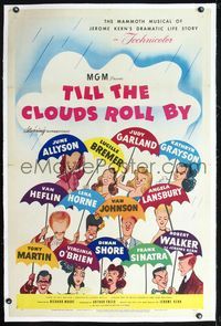 2x357 TILL THE CLOUDS ROLL BY linen style D 1sh '46 great artwork of 13 all-stars by Al Hirschfeld!
