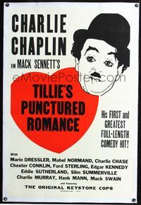 2x359 TILLIE'S PUNCTURED ROMANCE linen 1sh R40s cool headshot art of Charlie Chaplin by red heart!