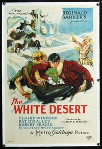 2x388 WHITE DESERT linen 1sh '25 stone litho art of Claire Windsor & men fighting in an avalanche!