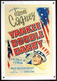 2x396 YANKEE DOODLE DANDY linen 1sh '42 James Cagney classic patriotic biography of George M. Cohan!