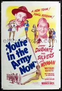 2x400 YOU'RE IN THE ARMY NOW linen one-sheet '41 Jimmy Durante, Phil Silvers, sexy Jane Wyman!