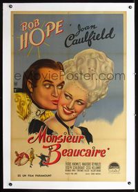 2y208 MONSIEUR BEAUCAIRE linen Argentinean '46 great c/u of Bob Hope kissing pretty Joan Caulfield!