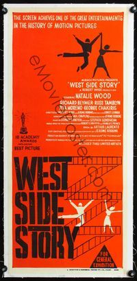 2y282 WEST SIDE STORY linen Aust daybill '62 Academy Award winning classic musical, wonderful art!