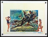 2y069 THUNDERBALL linen Belgian 18x25 R70s different art of Connery as Bond fighting scuba diver!