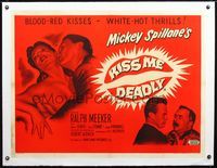 2y176 KISS ME DEADLY linen British quad poster '55 Mickey Spillane, Robert Aldrich, sexy noir art!