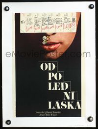 2y145 LOVE IN THE AFTERNOON linen Czech poster '72 Billy Wilder, cool different sexy lips close up!