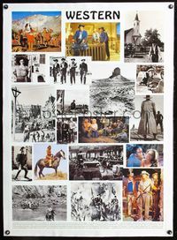 2y150 WESTERN linen 28x39 French commercial poster '94 great photo montage of classic cowboy scenes!