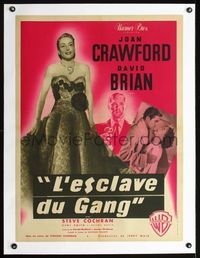2y153 DAMNED DON'T CRY linen French 23x31 poster '50 different image of Joan Crawford in sexy dress!