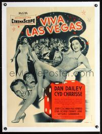 2y159 MEET ME IN LAS VEGAS linen French 23x31 '56 super sexy full-length showgirl Cyd Charisse!
