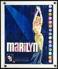 2y167 MARILYN linen French 16x21 '63 great art of sexy Monroe by Grinsson, plus Rock Hudson too!
