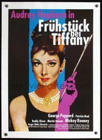 2y102 BREAKFAST AT TIFFANY'S linen German R86 art of sexy elegant Audrey Hepburn with cigarette!