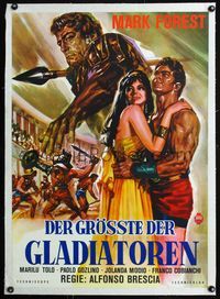 2y105 MAGNIFICENT GLADIATOR linen German '64 great art of Mark Forest as Il Magnifico Gladiatore!