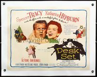 2y318 DESK SET linen 1/2sh '57 Spencer Tracy & Katharine Hepburn make the office a wonderful place!