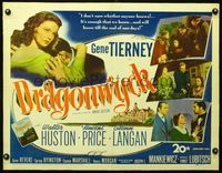 2y319 DRAGONWYCK linen half-sheet '46 beautiful Gene Tierney doesn't care who knows what she did!