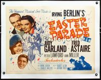 2y321 EASTER PARADE linen 1/2sh R62 Judy Garland & Fred Astaire, art by Al Hirschfeld, Irving Berlin