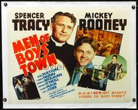 2y330 MEN OF BOYS TOWN linen 1/2sh '41 close up of Spencer Tracy as Father Flanagan & Mickey Rooney!