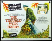 2y347 TROUBLE WITH HARRY linen 1/2sh '55 Alfred Hitchcock, Edmund Gwenn, Shirley MacLaine, Forsythe