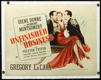 2y348 UNFINISHED BUSINESS linen 1/2sh '41 Robert Montgomery & Preston Foster love sexy Irene Dunne!