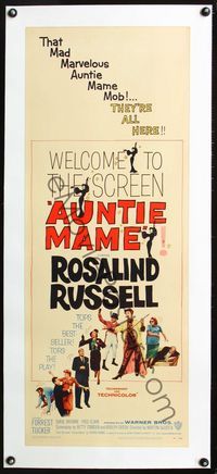 2y300 AUNTIE MAME linen insert '58 classic Rosalind Russell family comedy from play and novel!