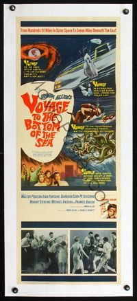 2y304 VOYAGE TO THE BOTTOM OF THE SEA linen insert '61 Pidgeon, cool art of scuba divers & monster!