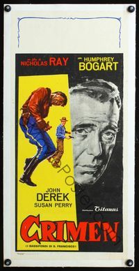 2y125 KNOCK ON ANY DOOR linen Italian locandina poster R50s cool art of Humphrey Bogart, Nicholas Ray