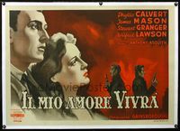 2y122 MAN OF EVIL linen Italian '44 art of Granger, Phyllis Calvert & two men duelling by Gargiulo!