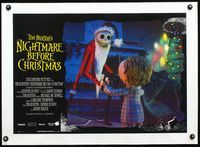 2y132 NIGHTMARE BEFORE CHRISTMAS linen Italian photobusta '93 Tim Burton, great image of Jack & boy!