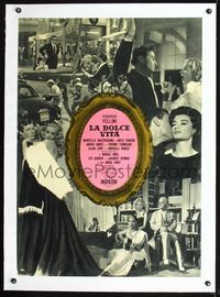 2y121 LA DOLCE VITA linen Italian lrg pbusta '61 Federico Fellini, Marcello Mastroianni,Anita Ekberg