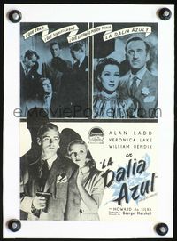 2y091 BLUE DAHLIA linen Spanish trade ad '46 best image of Alan Ladd with gun & sexy Veronica Lake!