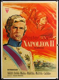2y089 NAPOLEON 2 linen Spanish poster '61 art of Bernard Verley as Claude Boissol's Napoleon II!