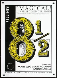 2y288 8 1/2 linen special 27x32 R93 Federico Fellini classic, Marcello Mastroianni, Anouk Aimee