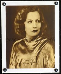 2y289 GRETA GARBO linen 11x14 personality poster '30s cool sepia portrait with enigmatic expression!