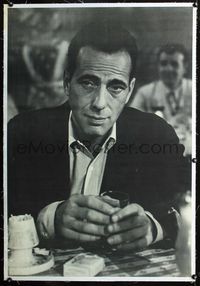 2y286 HUMPHREY BOGART linen special poster '66 sitting at table looking sad with drink in hand!