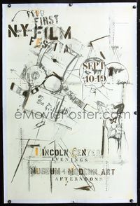 2y284 FIRST NEW YORK FILM FESTIVAL linen 30x46 film festival poster '63 cool art by Larry Rivers!