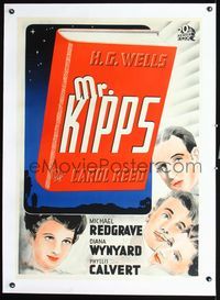 2y114 KIPPS linen Swedish '41 Carol Reed, written by H.G. Wells, art of stars & book by Aberg!
