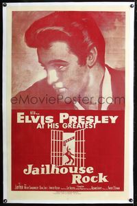 2y072 JAILHOUSE ROCK linen Trinidadian poster '57 classic head-and-shoulders art of Elvis Presley!